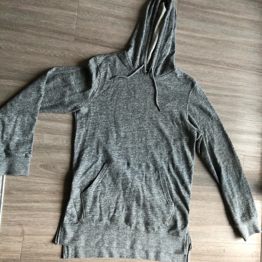 MENS GRAY HOODIE W/ ZIPS ON SIDE